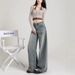 Vintage Korean Wide-Leg Jeans Women, Autumn New Loose Fit For Pear-Shaped Body, BF Lazy Style Plus Size Long Pants_mkmklike.com