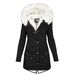 Women's Clothing Women's Autumn And Winter Mid Length Windbreaker White Fur Collar Hooded Warm Plus Velvet Women's Coat_mkmklike.com