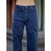 Men's Washed Denim Work Pants – Relaxed Fit Cargo Jeans With Multi-Pockets (Dark Blue, S-2xl) Fashion Trend_mkmklike.com
