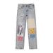 Smiley Bear Hayley Sticker Trend Loose Hip Hop Trousers Jeans Ins Loose Straight Men_mkmklike.com