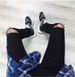 Men's Slim Fit Black Ripped Jeans Trendy Casual Fashion Midweight Polyester Skinny Trousers Street Dance Style Cropped_mkmklike.com