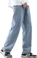 Men's Regular Fit Straight Leg Jeans Casual Drawstring Elastic Waist Denim Pants Lightweight Carpenter Jean_mkmklike.com