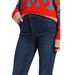 Women's Clothing Early Spring High Waist Dark Blue Mid Line Slim Fit Big Flared Denim Trousers_mkmklike.com