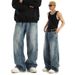American Retro Spring And Summer New Micro-pull Jeans Men's Old Silhouette Thin Straight High Waist Loose Casual Pants Tide_mkmklike.com