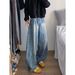 Nordmann American High Street Vibe Style Bamboo Pattern Scimitar Jeans Men Loose Slimming Wide Leg Casual Cleanfit Pants_mkmklike.com