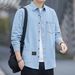 Northfold Spring And Autumn New Pure Cotton Denim Long Sleeve Hong Kong Style Casual All-Cotton Shirt Jacket Loose Men's Fashion_mkmklike.com