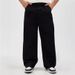 Black Men's Casual Trousers Loose Fitting Wide Leg Cotton Jeans Mid Waist Long Pants Machine Washable_mkmklike.com