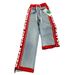 Women's Clothing Spring New Style Red Stitching Letter Print Elastic Drawstring Trousers Trousers Trendy_mkmklike.com