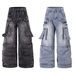 Men's Deconstructed Streetwear Jeans – Oversized Cargo Pants With Raw Hem & Industrial Stitching (S-XL) – Distressed Denim For Urban Exploration_mkmklike.com