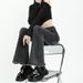Women's High-Waisted Grey Flared Jeans Slimming Ankle-Length Elastic Frayed Hem Perfect for Autumn Winter_mkmklike.com