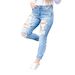 Women's Clothing New Light Colored Skinny Pants Long Ripped Jeans Women's Street Wear Mid Waist Skinny Pants_mkmklike.com