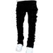 New Men's Street Fashion Ins Elastic Patch Denim Straight Leg Pants_mkmklike.com