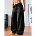 Women's High Waist Retro Washed Denim Jeans - Loose Fit Wide Leg Floor Length Pants For Summer & Casual Wear_mkmklike.com