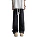 XXBRO Men's Summer Lyocell Blend Relaxed-Fit Jeans – Lightweight Breathable Straight-Leg Pants With Elastic Waist & Contrast Panels (M-3XL, Mid-Rise)_mkmklike.com