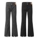 Men's Denim Flared Casual Long Trendy Design Deconstructed Patchwork Solid Color Loose Cuff Slit Wide Leg Pants_mkmklike.com