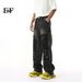 EF JEANS | 2025 Spring New American High Street Tide Graffiti Splicing Design Straight Loose Jeans_mkmklike.com