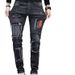 2023 Autumn New Men's Vintage Motorcycle Jeans Slim Fit Patchwork Distressed Ripped Straight Mid-Waist Pants Trendy_mkmklike.com