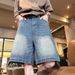 Men's Summer Thin Denim Shorts Straight Leg Casual Mid-Length Loose Fit Trendy Five-Point Washed Youth Outerwear_mkmklike.com