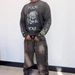 High Waist Straight Leg Jeans For Men With Whiskered Cat Whiskers Print Washed Design Loose Fit_mkmklike.com