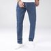 New Spring And Summer Blue Non Elastic Minimalist Design Jeans For Men, Fashionable And Slim Leg Pants, Versatile In All Seasons, Solid Color Pants_mkmklike.com