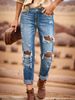 Women's Clothing Casual Washed Hole Straight Street Style Non Stretch Jeans_mkmklike.com