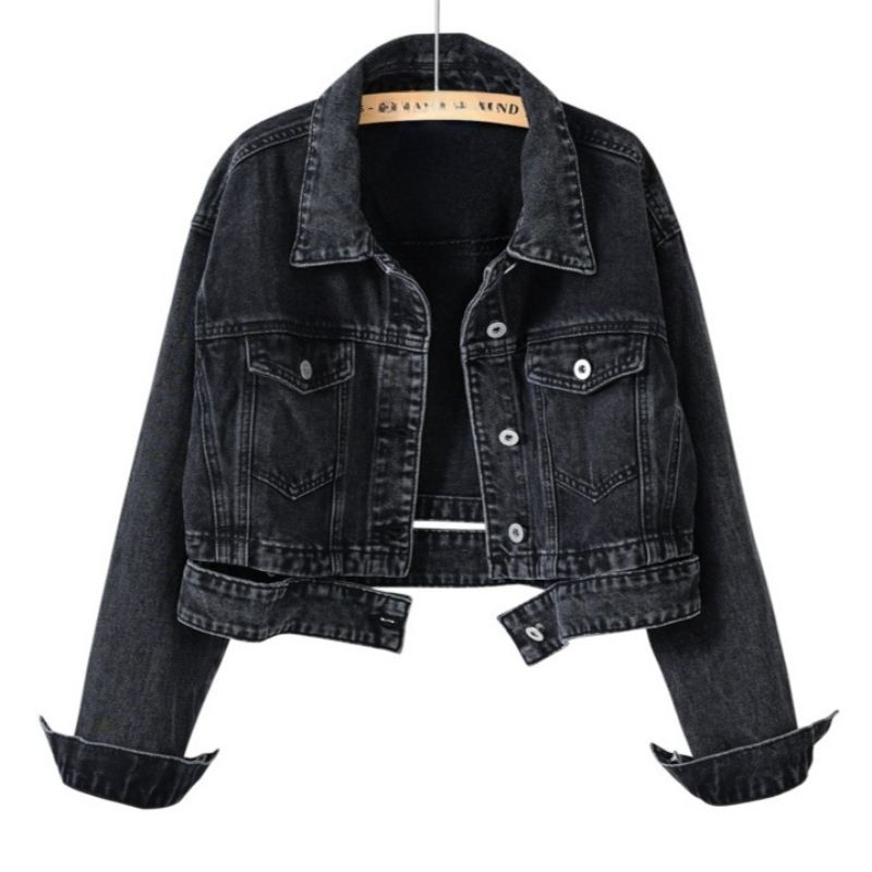 K Explosive Street Denim Jacket Women's New Vintage High Waist Unique Denim Short Jacket Top_mkmklike.com