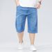 New Versatile Thin Denim Five-point Pants Men's Loose And Simple Business Jeans Men's Fat Straight Five-point Pants_mkmklike.com