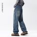 Men's Clothing Fashion Ripped Jeans Loose Straight Design Wide Leg Denim Trousers_mkmklike.com