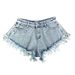 Trendy Girl Closet Trendy Girl Closet 6010#Cross-Border 2024 New European And American Style Women's Denim Shorts With Ripped High Waist Loose Tassel_mkmklike.com