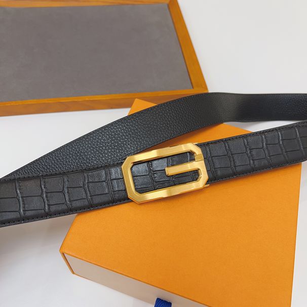 HOT The New High-Grade Men'S Leather Pure Cowhide Automatic Buckle Business Casual Green Middle-Aged Tide Trouser Belt_mkmklike.com