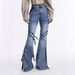 Women's Clothing Women's Slim Fit Distressed Cargo Jeans Lace Up Details High Street Style Spring Flattering Slightly Flared Denim_mkmklike.com