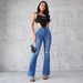Distressed Hole Vintage Mom Jeans Ankle Length Ripped Denim Flare Pants High Waist Jeans Bodycon Basics Y2k Streetwear Pockets_mkmklike.com