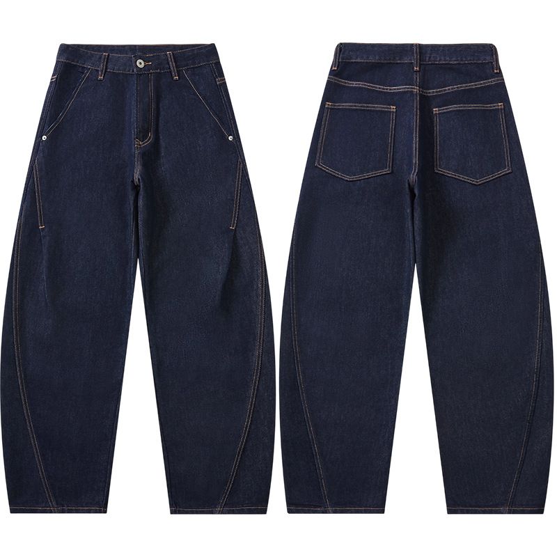 Men's Clothing New American Style Cleanfit Loose Straight Leg Casual Jeans Men's Retro Curved Blade Pants_mkmklike.com