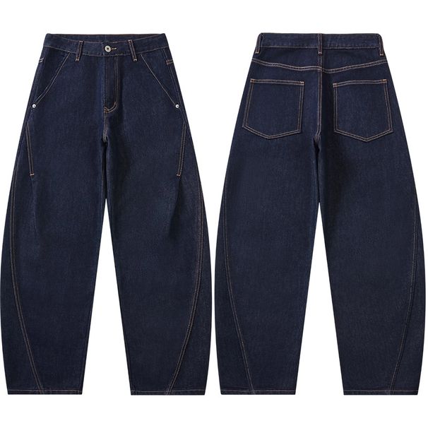 Men's Clothing New American Style Cleanfit Loose Straight Leg Casual Jeans Men's Retro Curved Blade Pants_mkmklike.com