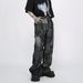 Men's Clothing High Street Washed Zipper Retro Jeans Spring And Summer Design Flared Paint Tie Dye Pants_mkmklike.com