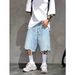 Men's Clothing Men's Style Distressed Denim Shorts Summer Loose Fit Casual Five Point Pants Trendy Version For Formal & Casual_mkmklike.com