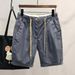 Men's Ice Silk Thin Denim Shorts Summer Loose Casual Khaki Outer Wear Elastic Waist Stretch_mkmklike.com