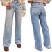 High-Waisted Relaxed Wide-Leg Jeans For Women – Vintage Washed Denim Pants (Dark Blue/Light Blue, S-XXL)_mkmklike.com
