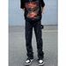 Men's Clothing High Street Ink Splashed Flared Jeans Men's Ins American Retro Vibe Style Loose Straight Leg Mopping Trousers_mkmklike.com