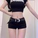 Trendy Girl Closet Plus Size European And American Style Hot Girl Black Y2K Denim Ultra Short Pants For Women Summer Low Waist Slimming_mkmklike.com
