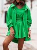 Women's clothing long sleeved jacket shorts vest three piece sports casual sweater suit_mkmklike.com