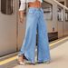 Women's Clothing Trendy Wide-Leg Jeans For Women – Light Blue, Mid-Rise, Non-Stretch & Street Style – XS To XL_mkmklike.com