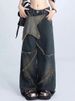Women's Retro Star Jeans Multi Pocket Lace Up High Street Loose Straight Leg Cargo Denim Spring_mkmklike.com