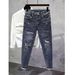 Men's Distressed Denim Jeans – Stone-Washed Slim Fit With Medium Stretch | Vintage Blue-Grey Straight Leg Streetwear Pants (M-3XL)_mkmklike.com
