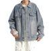 Loom Plus Size Denim Jacket For Men, Spring Autumn Washed Loose Jacket, Niche European And American Ins Street Style Casual_mkmklike.com
