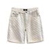 Men's Clothing High Street Jacquard Ripped Summer Loose Straight Retro Five Point Denim Shorts_mkmklike.com