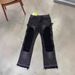 Men’s American Streetwear Cargo Jeans – Black Washed Relaxed Straight-Leg Workwear Pants With Patchwork Design_mkmklike.com