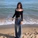 Y2K Retro Women's Jeans Wide Leg Pants Floor Length Trousers Washed Style Relaxed Everyday Wear Versatile Comfortable Feshion Trend_mkmklike.com