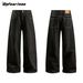 Befearless American Retro Raw Denim Jeans For Men, 14.5 Oz Heavyweight Loose Wide Leg Trousers, Classic Black & Gray Casual Pants_mkmklike.com