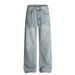 American Punk Paint Splatter Ink Washed Loose Casual Men's Trendy Distressed Straight Jeans_mkmklike.com